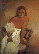 Paul Gauguin The Girl Holding fan oil painting
